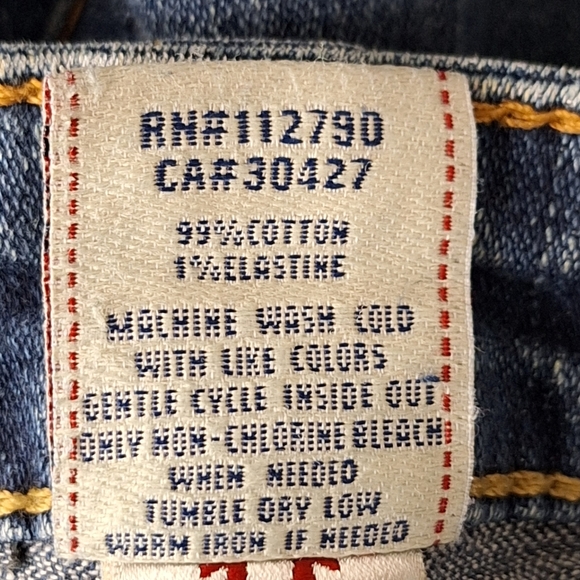 True Religion Low Rise Grunge World Tour Factory Distressed Denim Jeans Size 27 - Picture 11 of 12